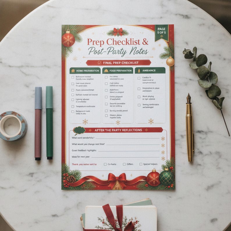 Christmas Party Checklist Printable, Event Planning Organizer, Holiday ...