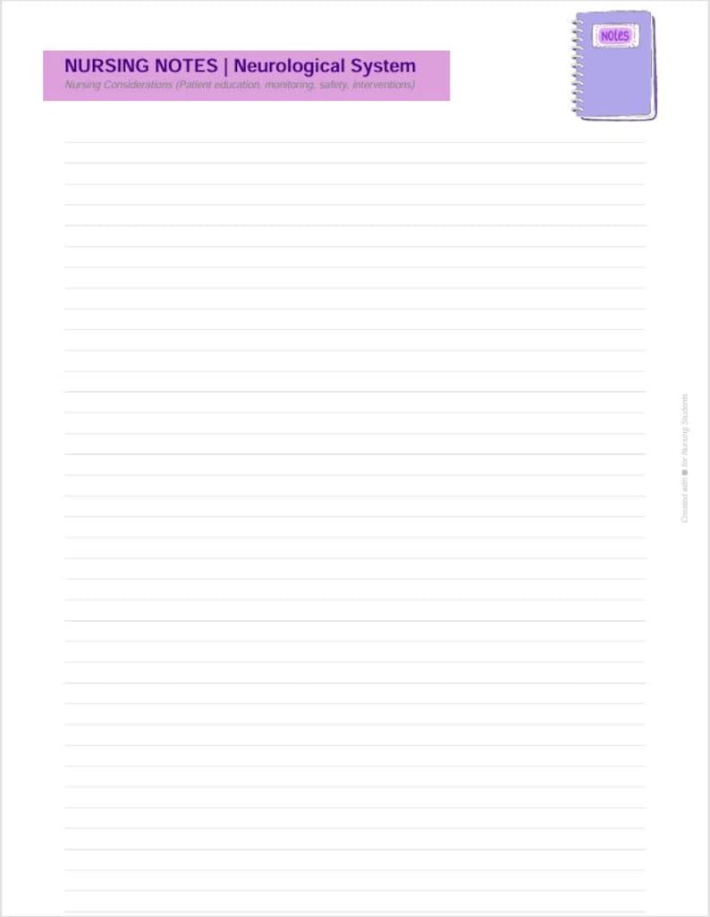 Neurological Disease Study Template + Nursing Notes | Digital Download ...