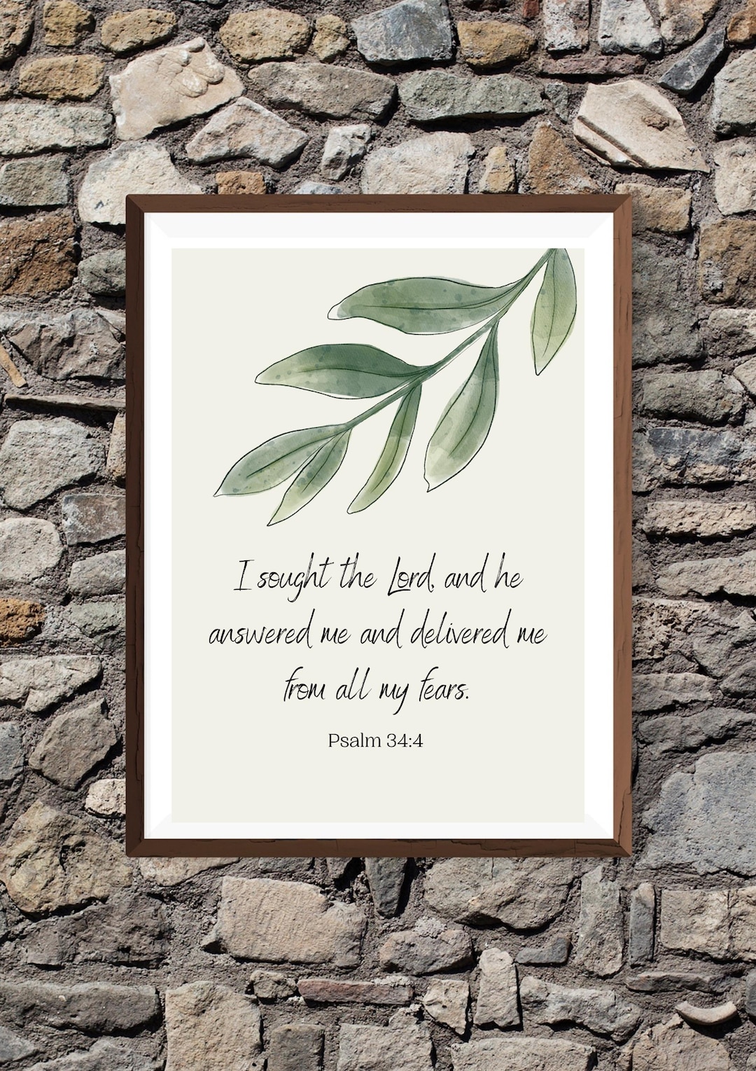Psalm 34:4 Bible Verse Wall Art – Botanical Scripture Print (digital ...