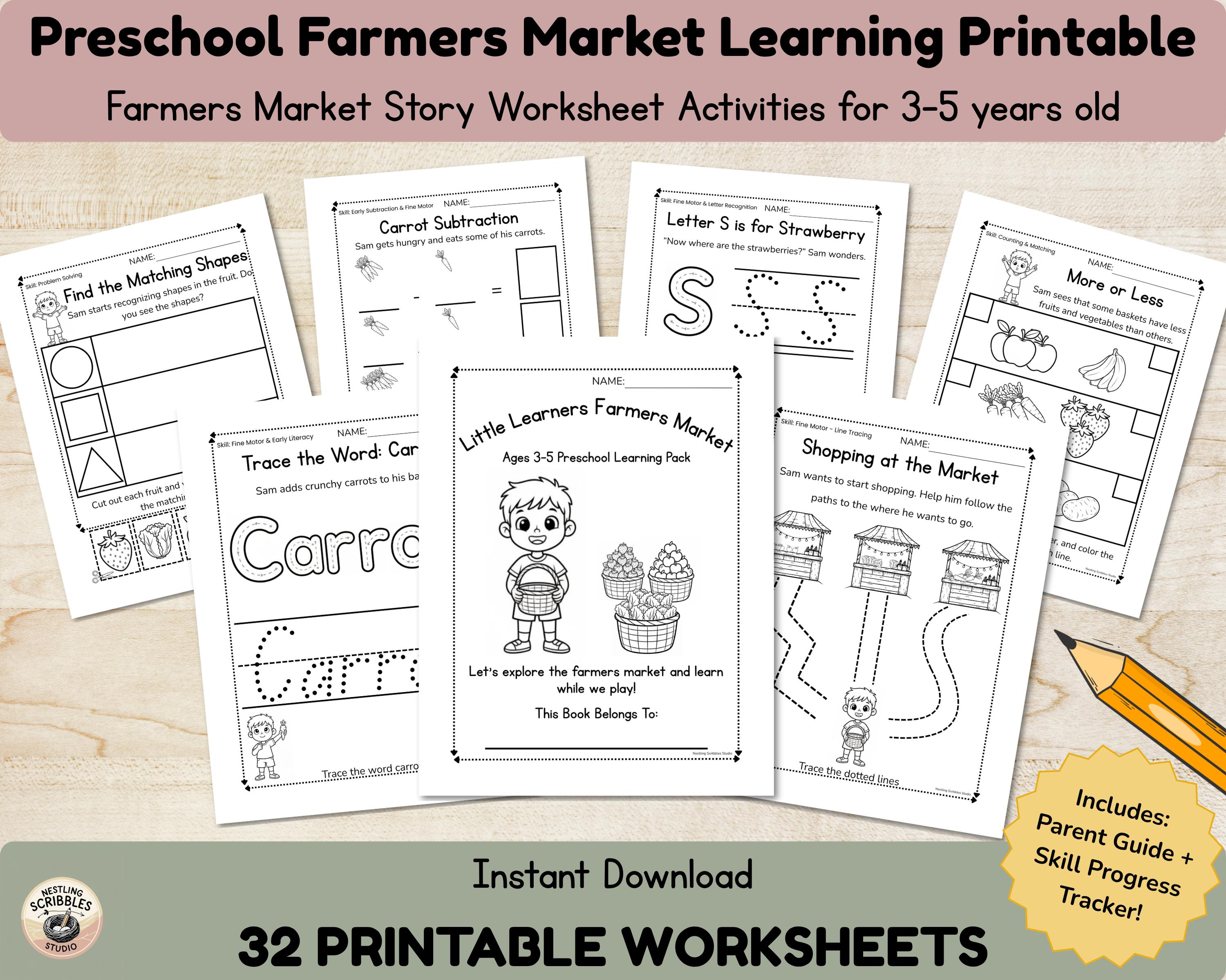 Farmers Market Preschool Activities Printable (ages 3–5) | Homeschool ...