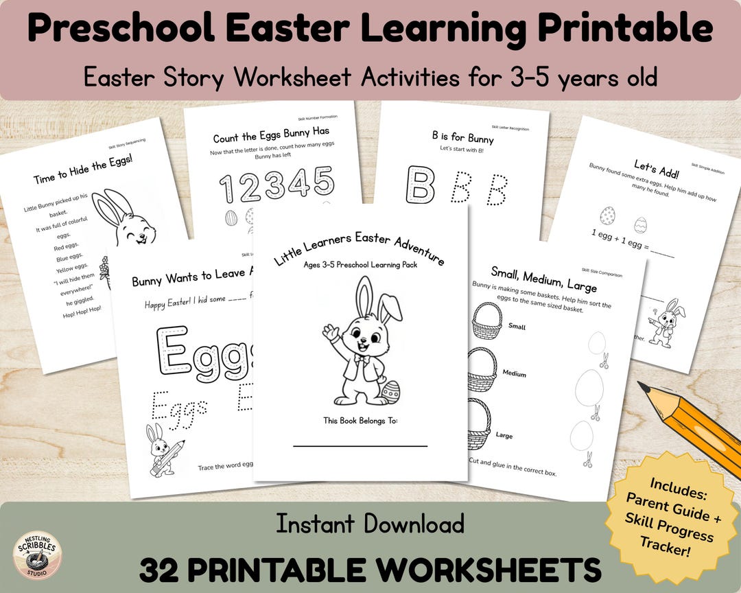 Preschool Pre-k Homeschool Easter Learning Activities | PRINTABLE ...