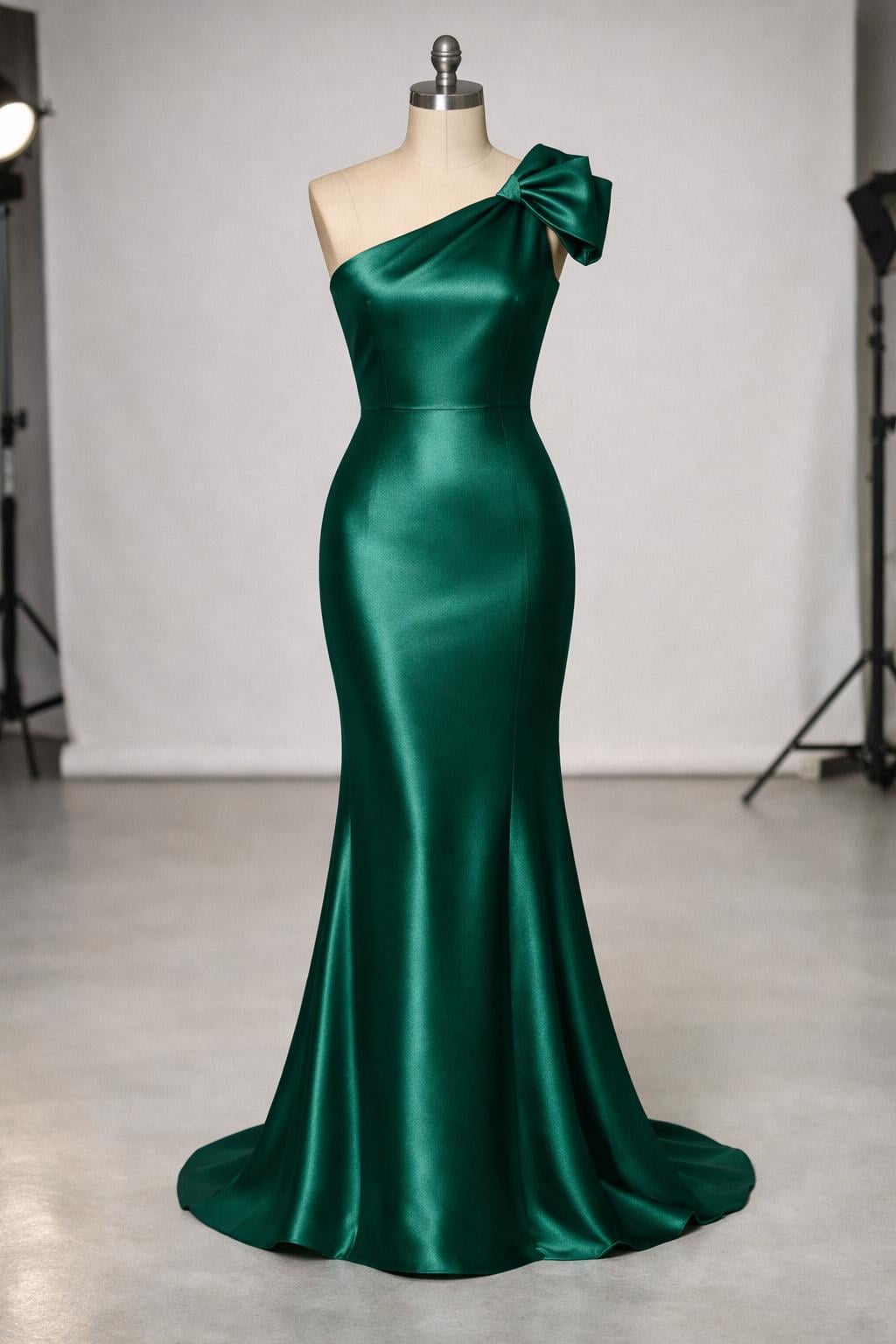 blue and green swirl dress Elegant Emerald Green Dress Decorated with Beads, Satin – Zayna Dresses main image 1