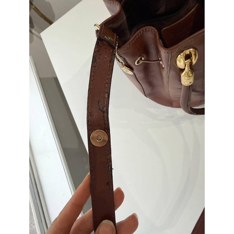 Valentina Di Pell Brown Leather Bucket Bag Made in Italy Vintage Purse image 9