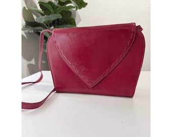 Nordstrom Vintage Magenta Red Leather Crossbody Bag Made in Italy Whipstitch