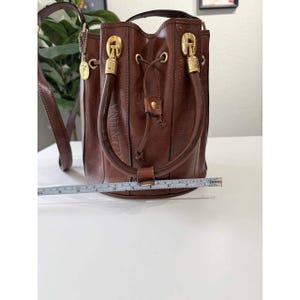 Valentina Di Pell Brown Leather Bucket Bag Made in Italy Vintage Purse image 15