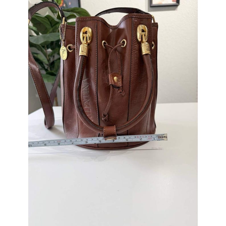 Valentina Di Pell Brown Leather Bucket Bag Made in Italy Vintage Purse image 15