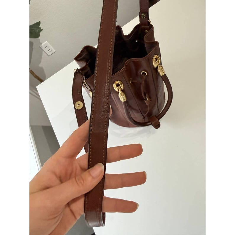 Valentina Di Pell Brown Leather Bucket Bag Made in Italy Vintage Purse image 10