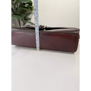 Brighton Vintage Mahogany Croc Embossed Leather Bag Western Buckle Brown image 16
