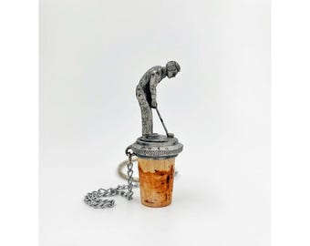 Vintage Golfer Wine Bottle Stopper WTW Golf Barware Metal Figurine Cork Stopper
