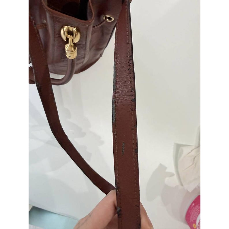 Valentina Di Pell Brown Leather Bucket Bag Made in Italy Vintage Purse image 11