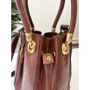 Valentina Di Pell Brown Leather Bucket Bag Made in Italy Vintage Purse image 4
