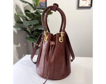 Valentina Di Pell Brown Leather Bucket Bag Made in Italy Vintage  Purse
