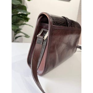 Brighton Vintage Mahogany Croc Embossed Leather Bag Western Buckle Brown image 5