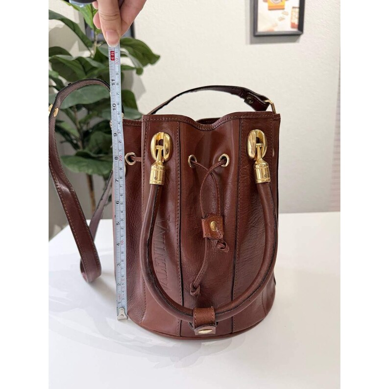 Valentina Di Pell Brown Leather Bucket Bag Made in Italy Vintage Purse image 14