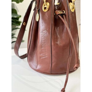 Valentina Di Pell Brown Leather Bucket Bag Made in Italy Vintage Purse image 5