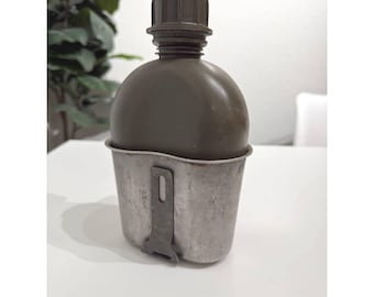 Vintage 1965 US Military Canteen with Rogers Akron Ohio Aluminum Cup Vietnam Era