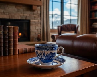 Vintage Blue Willow Teacup and Saucer