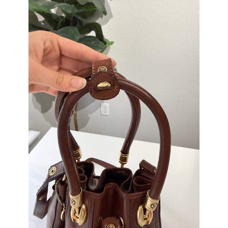 Valentina Di Pell Brown Leather Bucket Bag Made in Italy Vintage Purse image 12