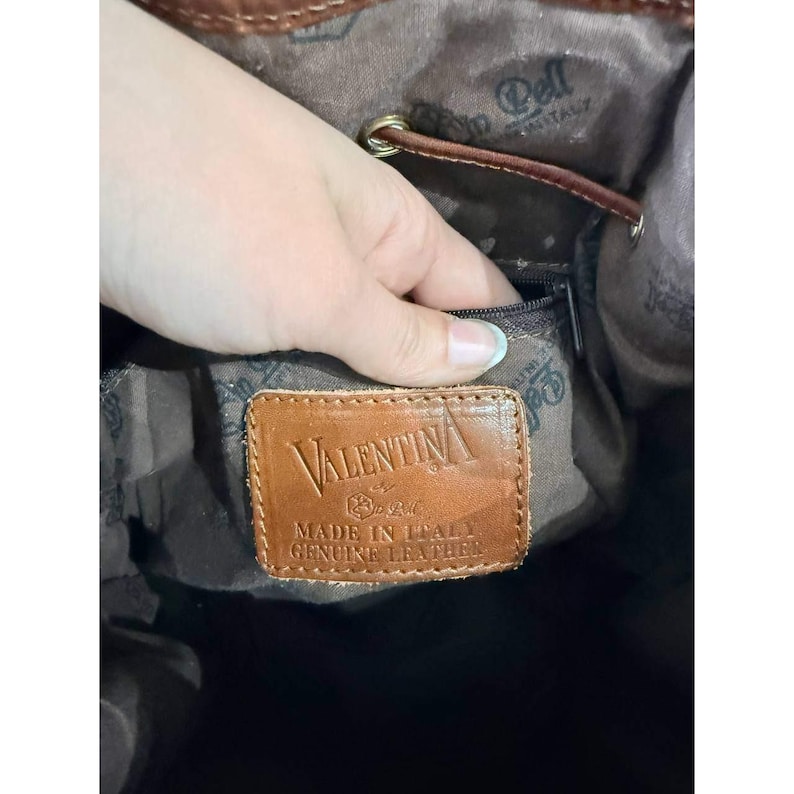 Valentina Di Pell Brown Leather Bucket Bag Made in Italy Vintage Purse image 7