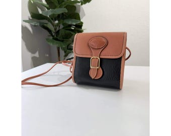 Donatello Italiano Modallo Vintage Leather Crossbody Bag Black Brown Two Tone
