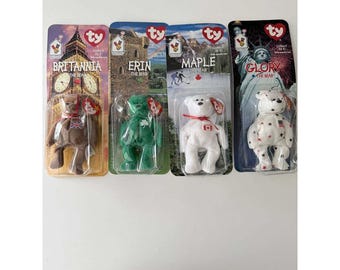 Ty Teenie Beanie Babies 1999 McDonalds Britannia Bears 4 Pack Set International