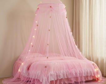 Star Bed Canopy with Lights, Princess Mosquito Net, Fairy Tent Decor