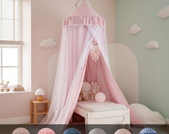 Princess Bed Canopy for Kids, Toddler Mosquito Net, Girls Room Decor