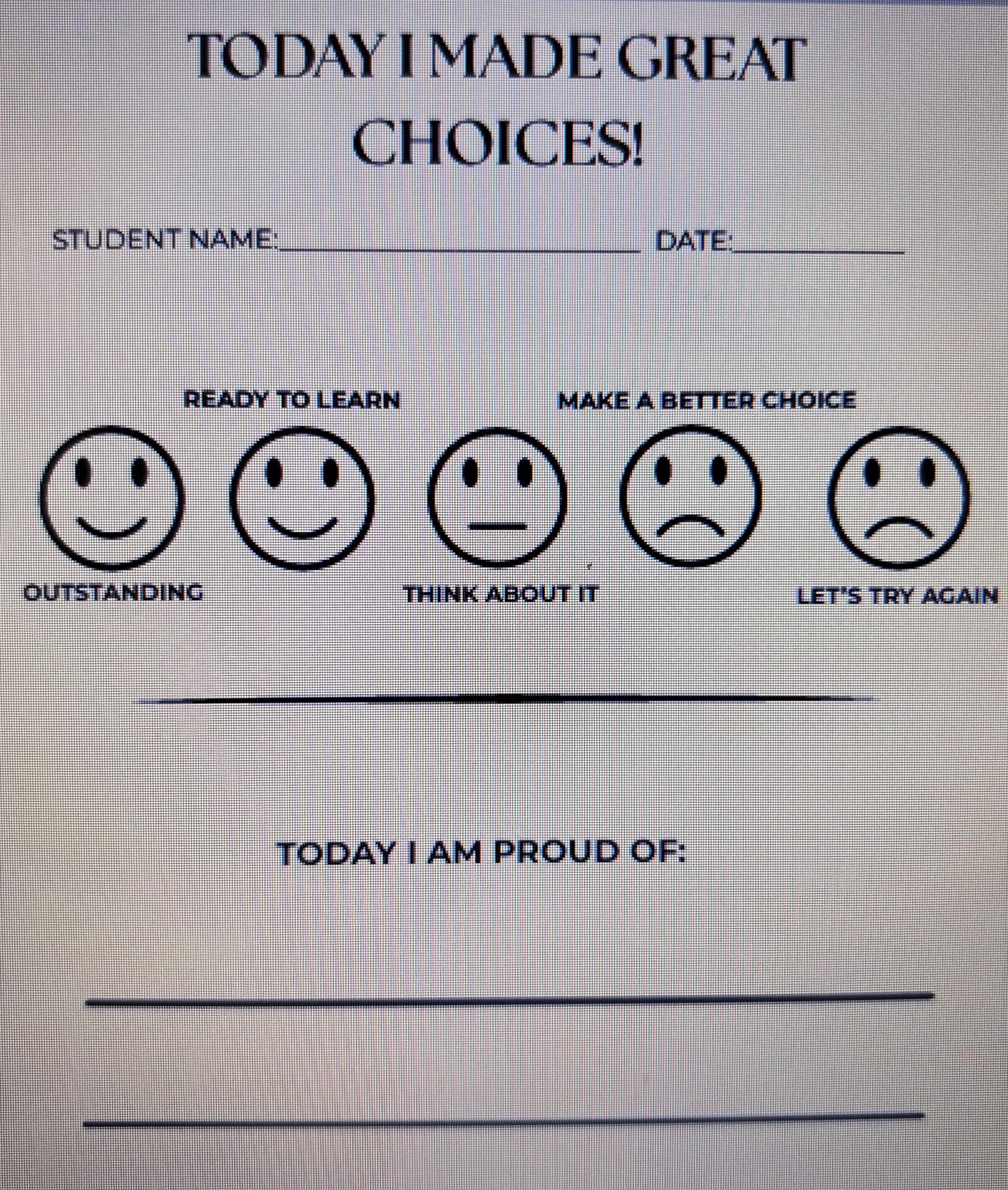 Behavior Chart Printable - Etsy