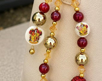 Gryffindor Phone Charm - Bag Charm - Beaded Keychain