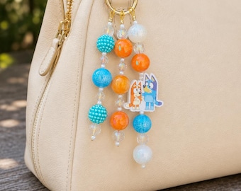 Bluey Inspired Phone Charm | Beaded Bag Charm | Cute Purse Keychain
