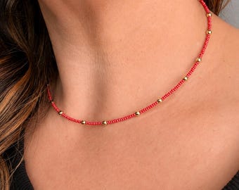 Seed Bead Necklace, Minimalist Gold Filled Necklace, Dainty Layering Necklace, Everyday Jewelry