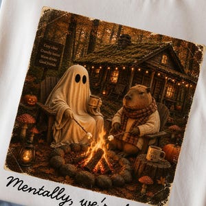 Ghost Capybara PNG, Spooky Campfire Sublimation, Halloween Capybara DTF Print, Funny Fall Shirt Design, Cute Halloween Digital Download