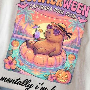 Capybara Pool Float PNG, Summerween Halloween Design, Funny Summer Ghost Pumpkin Sublimation, Cute Spooky Shirt PNG