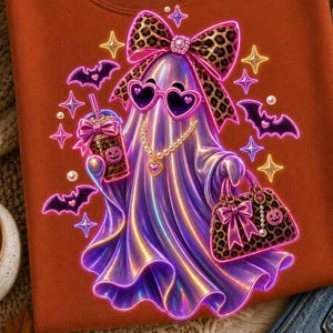 Coquette Ghost PNG Bundle, Preppy Kawaii Ghost Halloween Design, Spooky Cute Ghost Clipart, Girly Halloween PNG 5 Styles