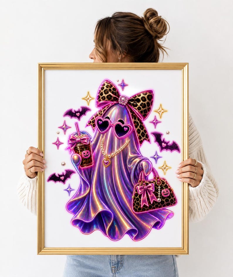 Flickigt halloween png, Coquette Ghost PNG-paket, Preppy bild 9