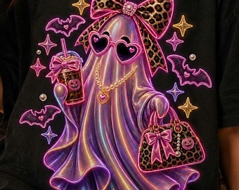 PNG de Halloween femenino, paquete de PNG de fantasma coqueto, estilo preppy