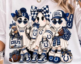 Three Ghost Coquette Indianapolis Colts PNG | Football Halloween Sublimation