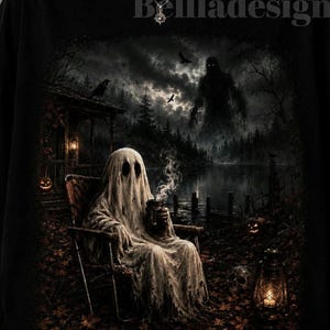 Scary ghost mental I'm here PNG, Halloween oversized spooky  sublimation design with haunted lake scene