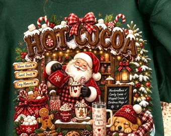 PNG de Navidad, PNG de Papá Noel con chocolate caliente navideño,