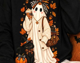fantasma espeluznante y gato negro png