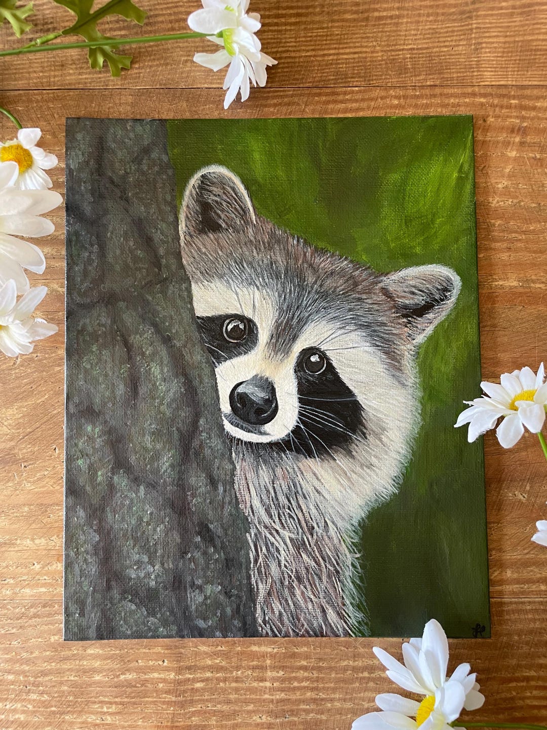 Original Acrylic Raccoon Painting - Etsy
