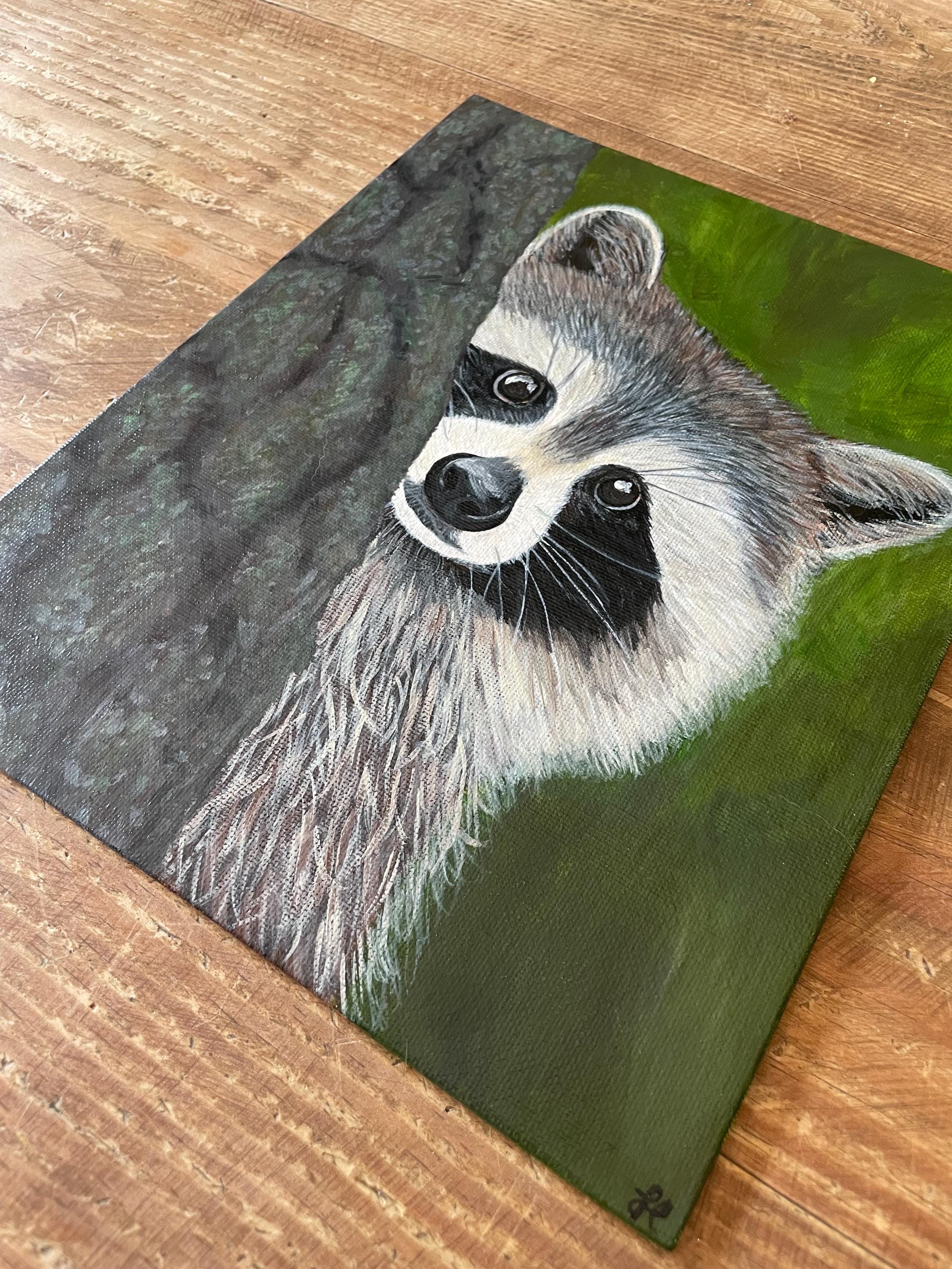 Original Acrylic Raccoon Painting - Etsy