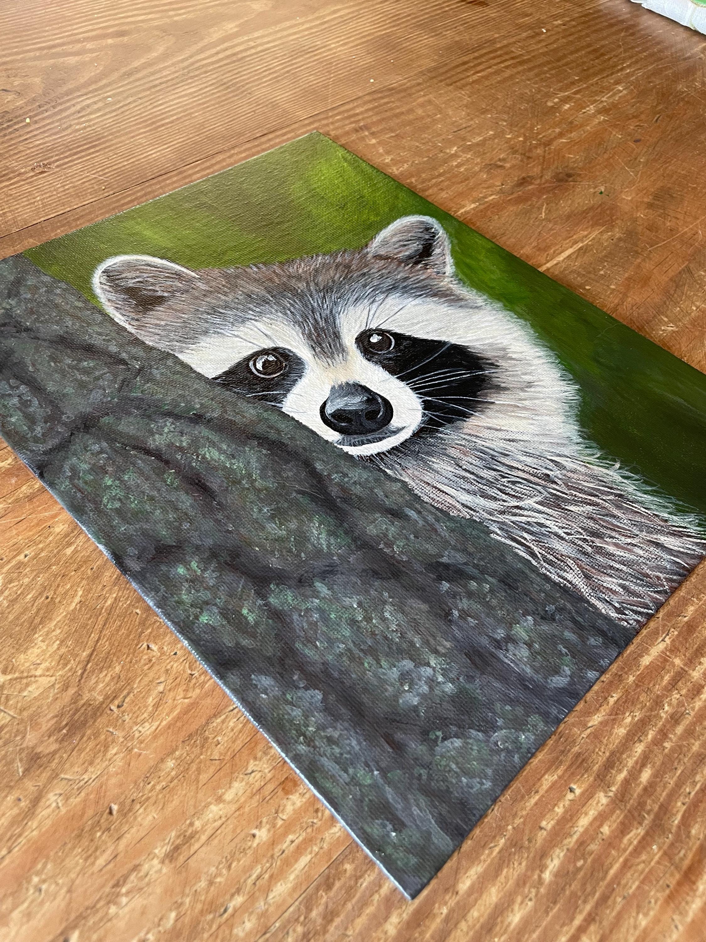 Original Acrylic Raccoon Painting - Etsy