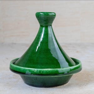 Small Green Ceramic Tagine – Moroccan Cooking Pot for Stews & Meals