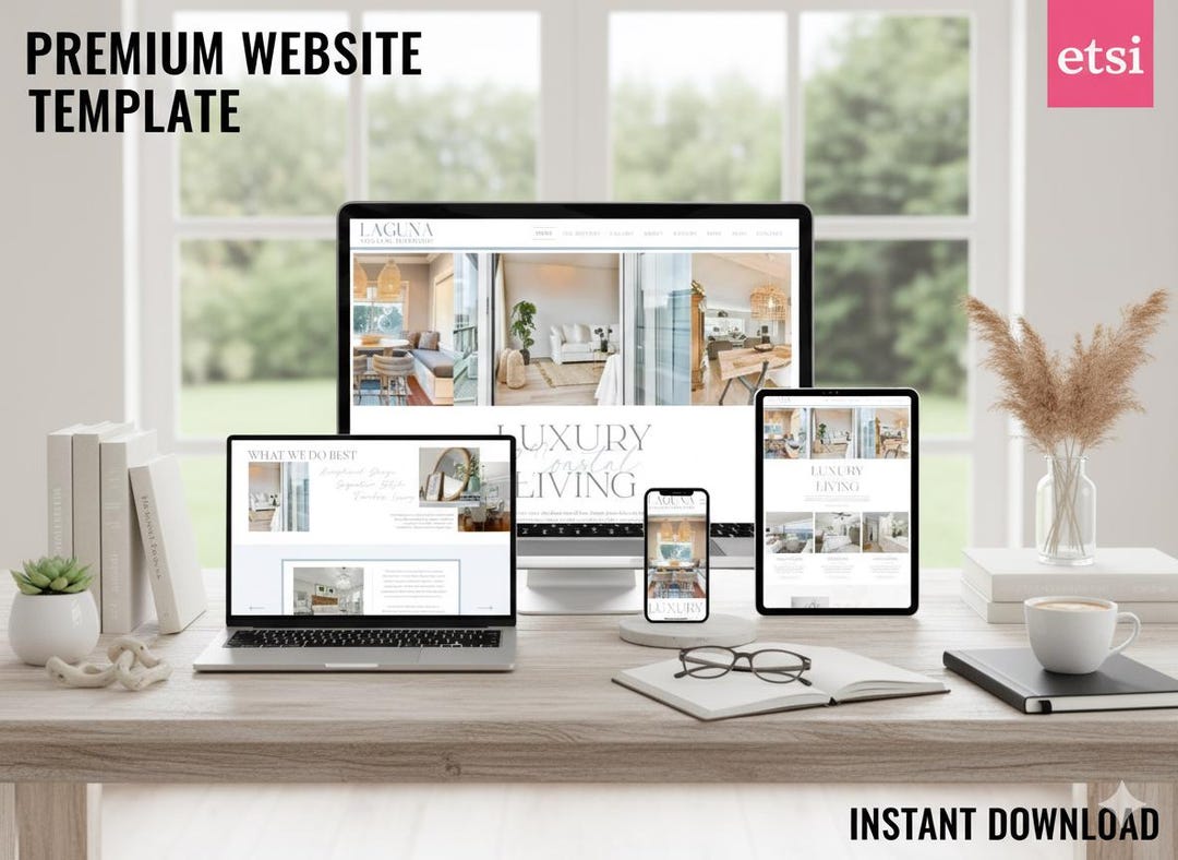 Luxury Coastal Wix Website Template | Interior Design Brand Showcase ...