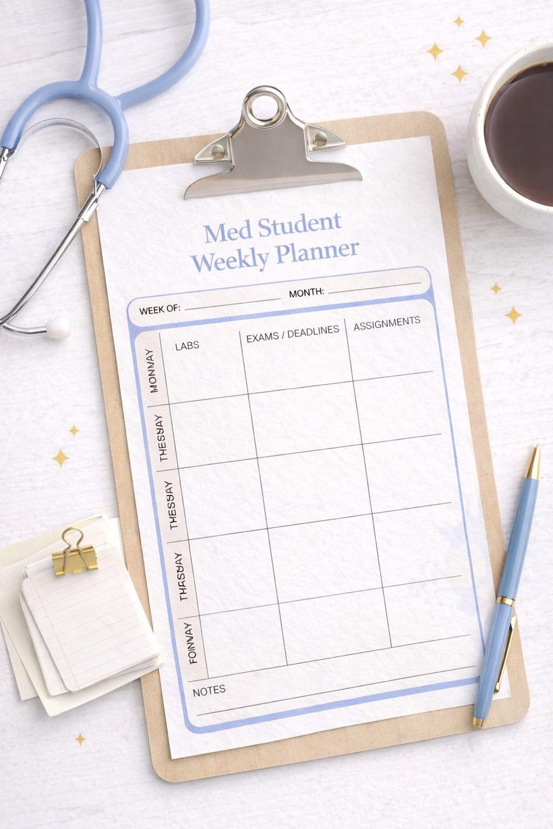 Med Student Planner PDF | Weekly Study Planner for Medical School | Lab ...