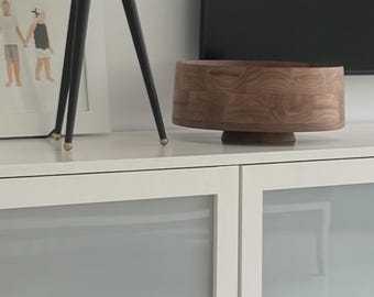 Solid Walnut Bowl, Large Handmade Wooden Bowl, 12 Inch Centerpiece