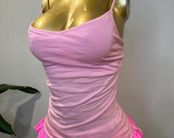 Vintage Y2K Upcycled American Eagle Pink Bra Tank Top Adjustable Straps SMALL