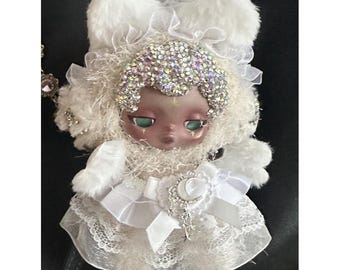 Handmade Rhinestoned SANDMAN SKULLPANDA  Pop Mart Popmart Bedazzled  Bling NEW