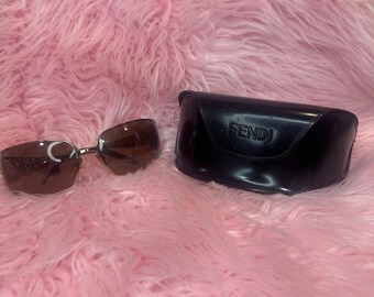 Y2K Vintage Fendi Sunglasses Gold Zucca Monogram Brown Gradient